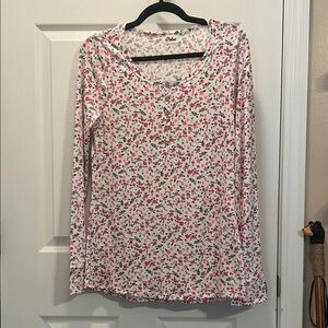 Pulse White and Pink Floral Long Sleeve Top